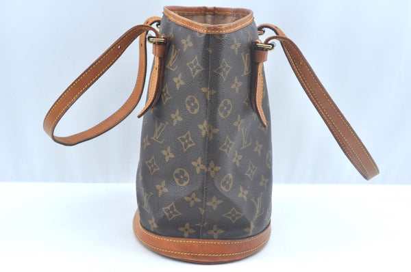 Authentic Louis Vuitton Monogram Bucket PM Shoulder Tote Bag M42238 Junk 9113H
