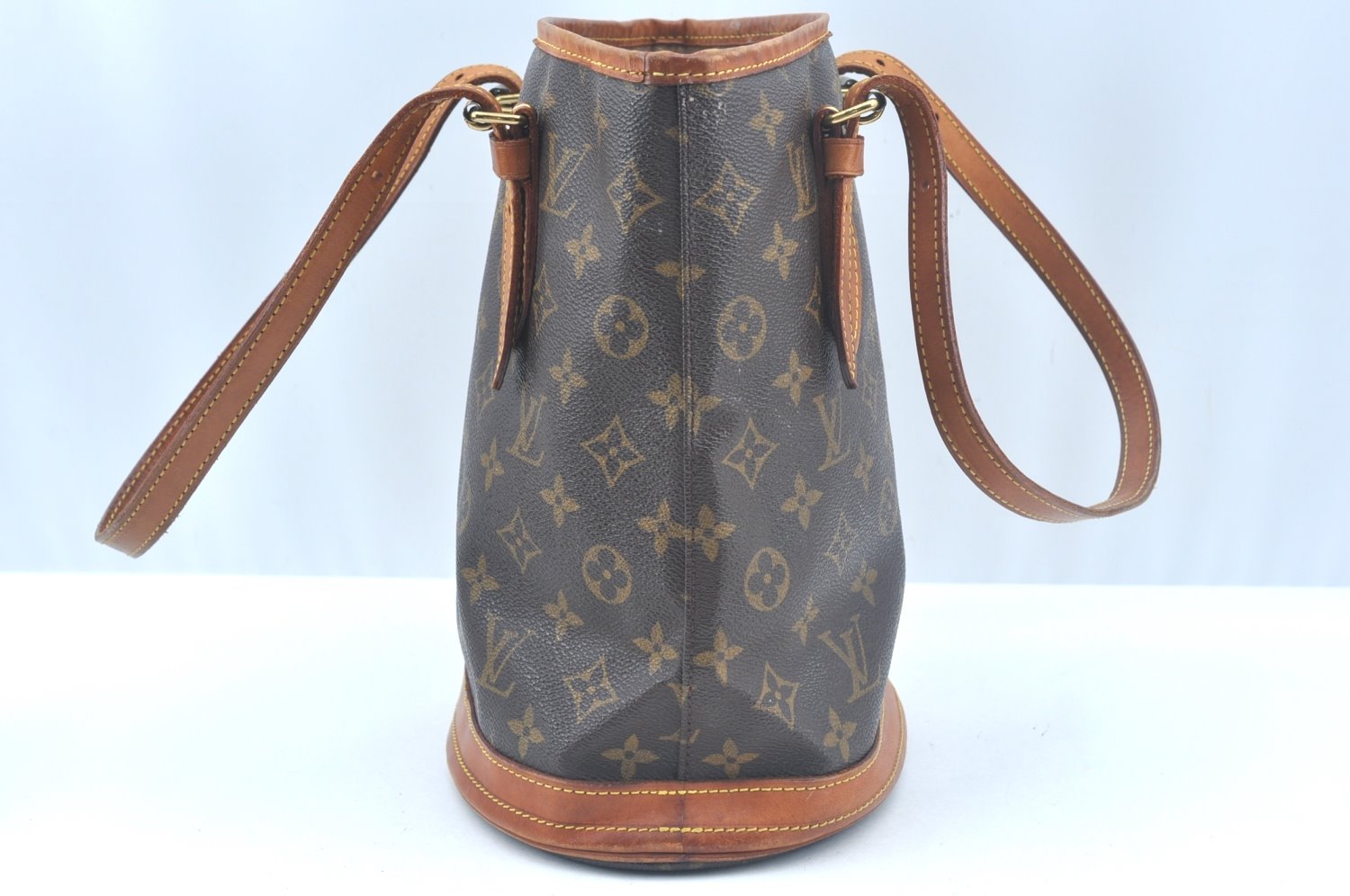 Authentic Louis Vuitton Monogram Bucket PM Shoulder Tote Bag M42238 Junk 9113H