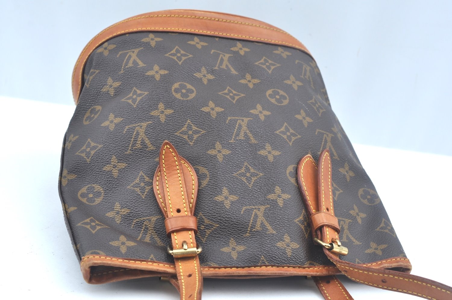 Authentic Louis Vuitton Monogram Bucket PM Shoulder Tote Bag M42238 Junk 9113H