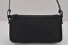 Authentic Salvatore Ferragamo Gancini Canvas Leather Shoulder Bag Black 9113J