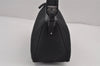 Authentic Salvatore Ferragamo Gancini Canvas Leather Shoulder Bag Black 9113J