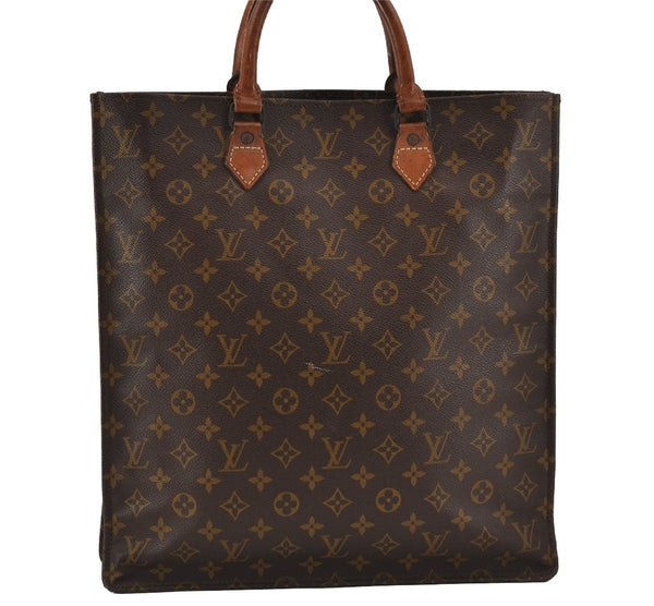 Authentic Louis Vuitton Monogram Sac Plat Hand Tote Bag Old Model LV 9115J