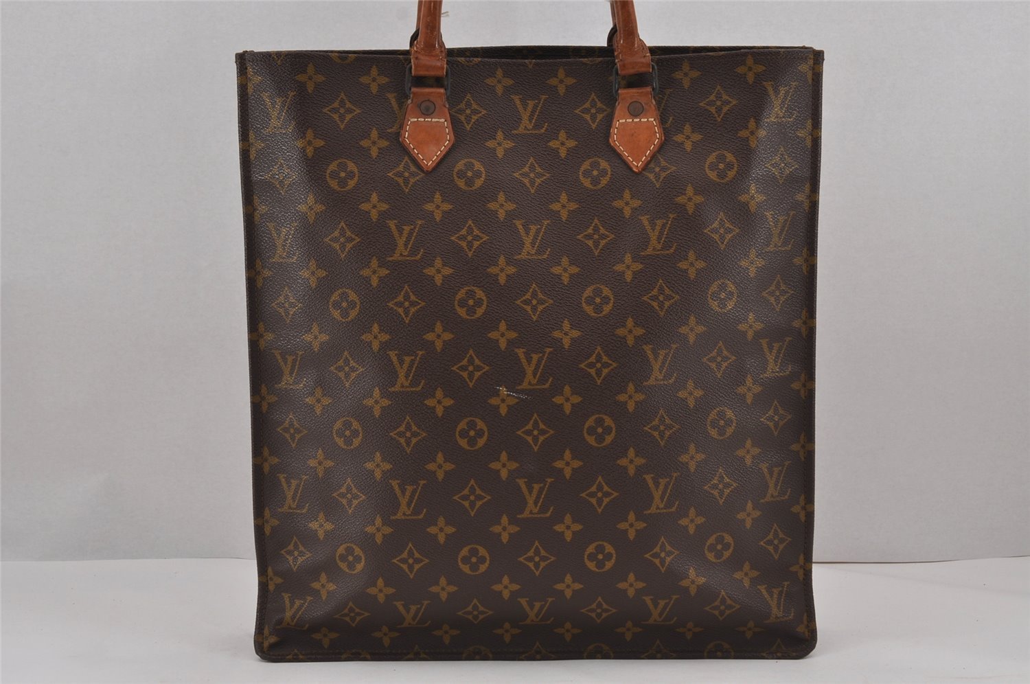 Authentic Louis Vuitton Monogram Sac Plat Hand Tote Bag Old Model LV 9115J
