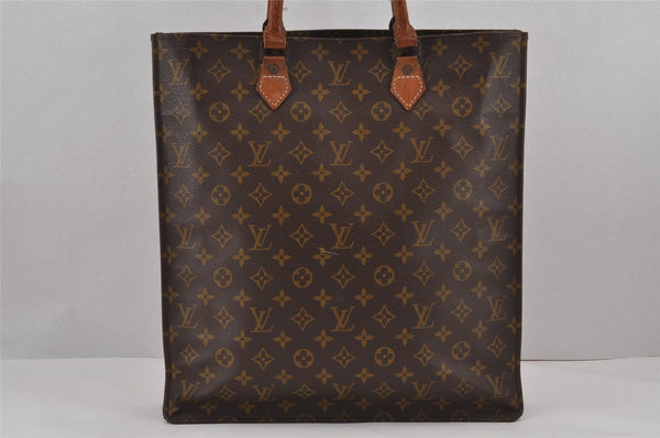 Authentic Louis Vuitton Monogram Sac Plat Hand Tote Bag Old Model LV 9115J