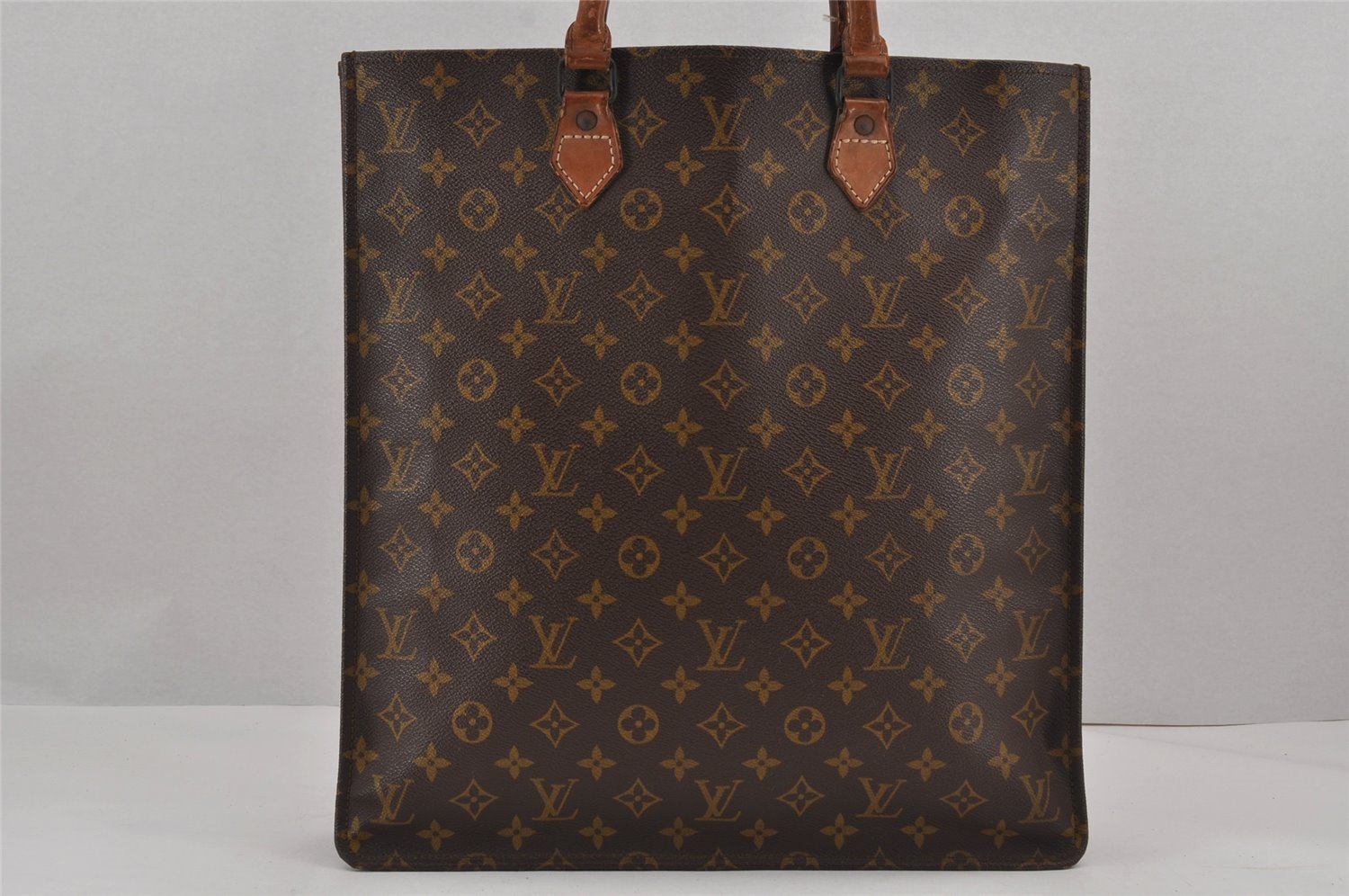 Authentic Louis Vuitton Monogram Sac Plat Hand Tote Bag Old Model LV 9115J