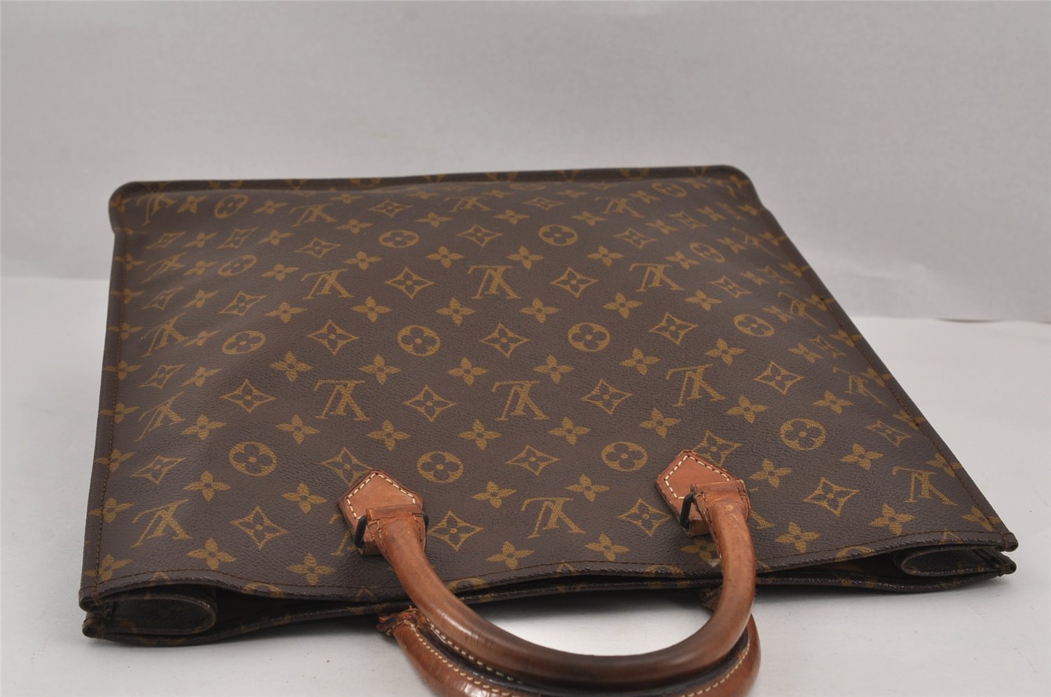 Authentic Louis Vuitton Monogram Sac Plat Hand Tote Bag Old Model LV 9115J
