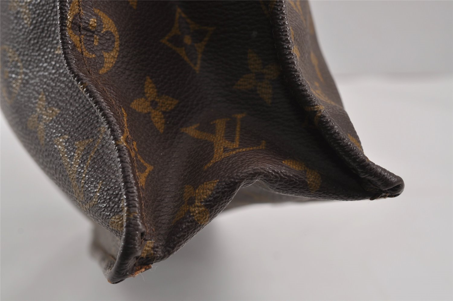 Authentic Louis Vuitton Monogram Sac Plat Hand Tote Bag Old Model LV 9115J