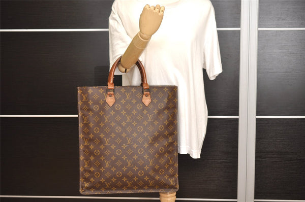 Authentic Louis Vuitton Monogram Sac Plat Hand Tote Bag Old Model LV 9115J