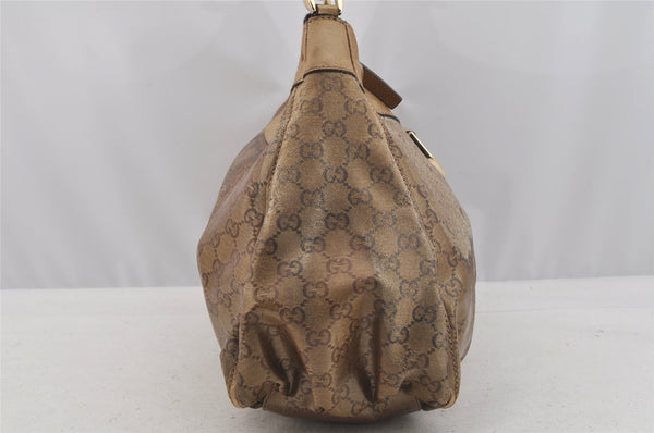 Authentic GUCCI GG Crystal Abbey Shoulder Hand Bag PVC Leather 189833 Gold 9116I