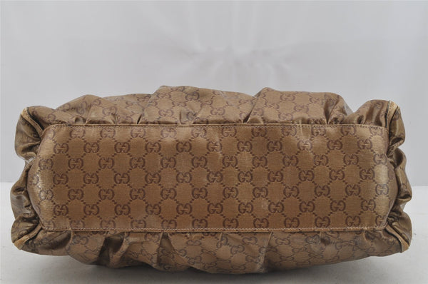 Authentic GUCCI GG Crystal Abbey Shoulder Hand Bag PVC Leather 189833 Gold 9116I