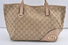 Authentic GUCCI New Britt Shoulder Tote Bag GG Canvas Leather 169946 Beige 9116J