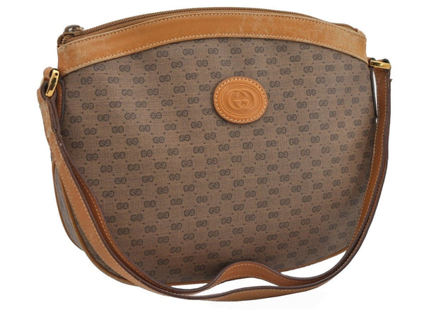 Authentic GUCCI Micro GG PVC Leather Shoulder Bag Purse Brown Junk 9117I