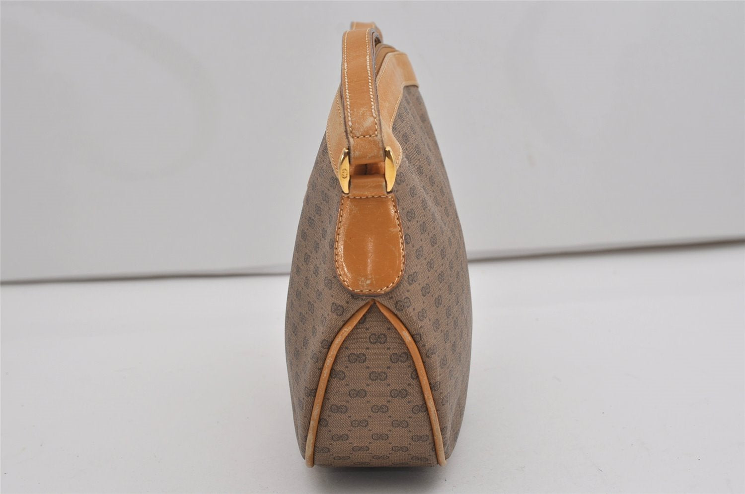 Authentic GUCCI Micro GG PVC Leather Shoulder Bag Purse Brown Junk 9117I