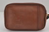 Authentic Burberrys Vintage Leather Clutch Hand Bag Purse Brown 9117J