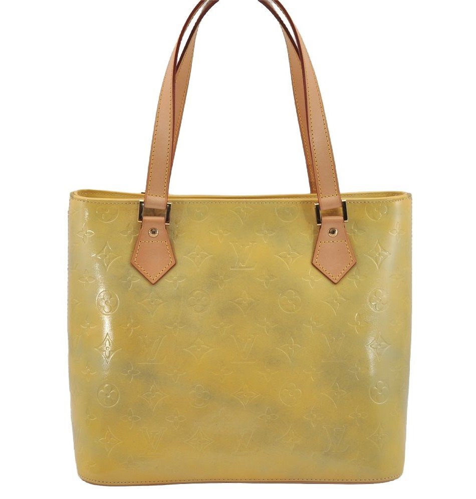 Authentic Louis Vuitton Vernis Houston Shoulder Hand Bag Yellow M91053 LV 9120I