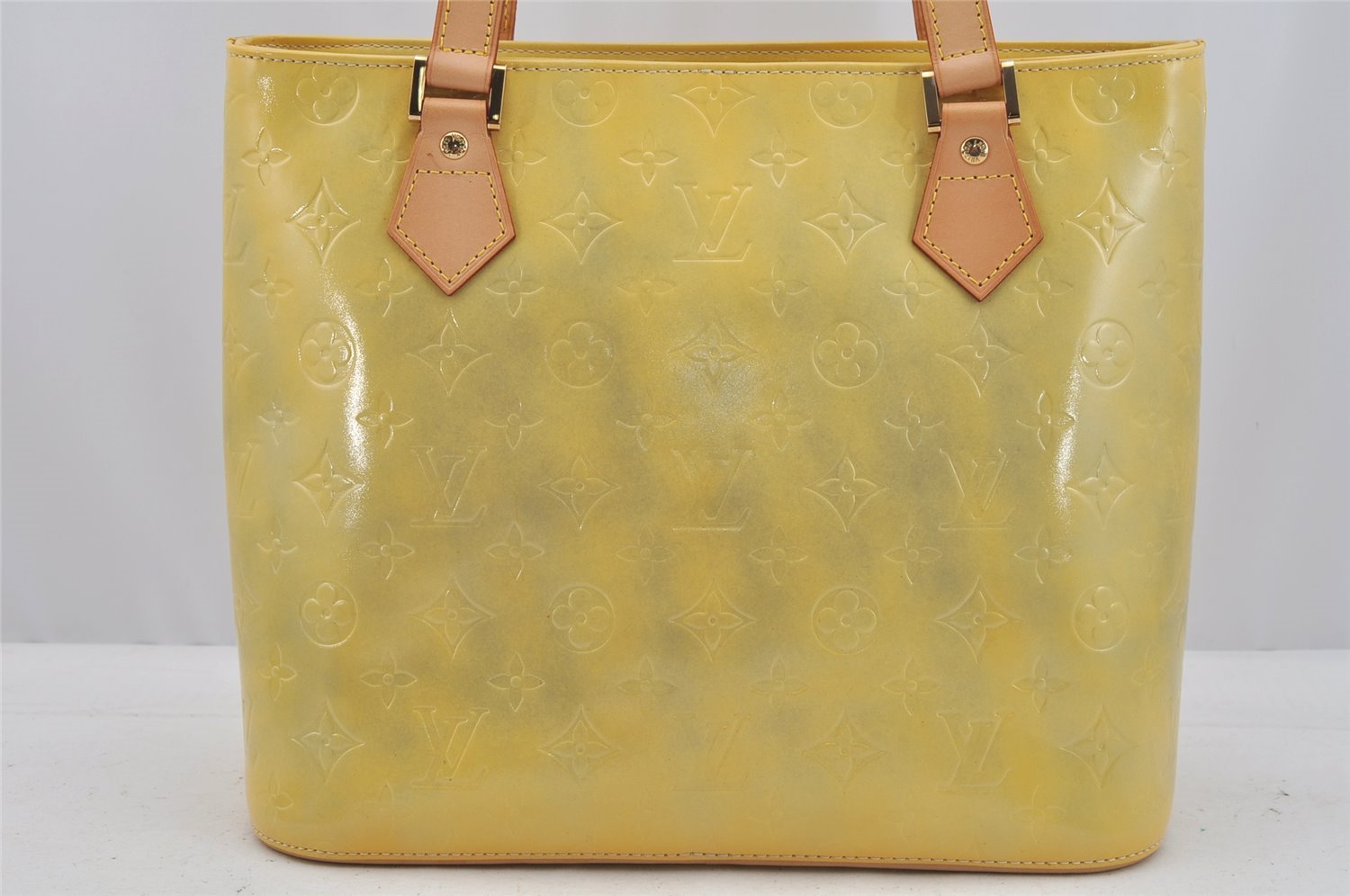 Authentic Louis Vuitton Vernis Houston Shoulder Hand Bag Yellow M91053 LV 9120I