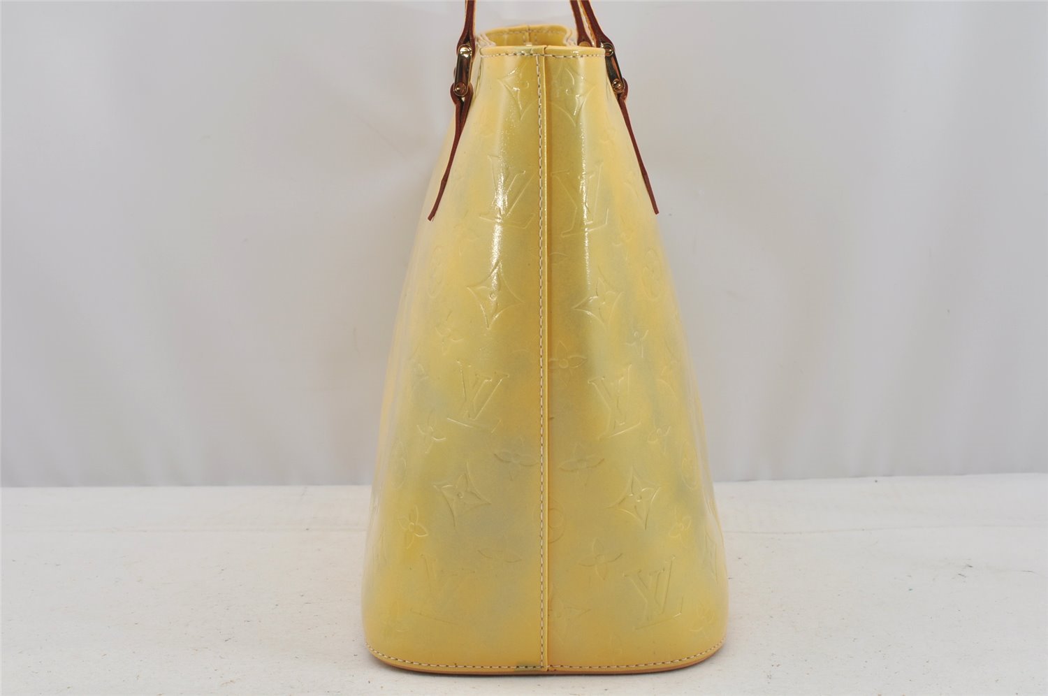 Authentic Louis Vuitton Vernis Houston Shoulder Hand Bag Yellow M91053 LV 9120I