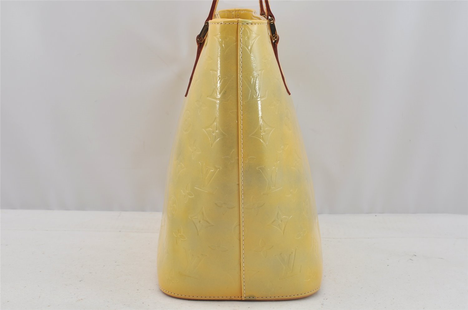 Authentic Louis Vuitton Vernis Houston Shoulder Hand Bag Yellow M91053 LV 9120I