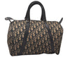 Authentic Christian Dior Trotter Hand Boston Bag Canvas Leather Blue 9122I