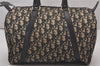 Authentic Christian Dior Trotter Hand Boston Bag Canvas Leather Blue 9122I