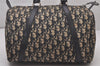 Authentic Christian Dior Trotter Hand Boston Bag Canvas Leather Blue 9122I