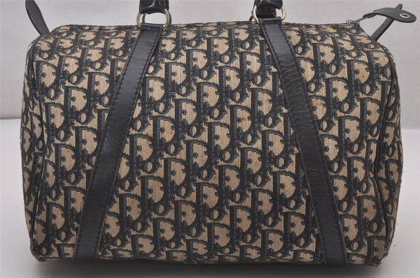 Authentic Christian Dior Trotter Hand Boston Bag Canvas Leather Blue 9122I