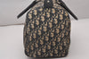 Authentic Christian Dior Trotter Hand Boston Bag Canvas Leather Blue 9122I