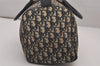 Authentic Christian Dior Trotter Hand Boston Bag Canvas Leather Blue 9122I