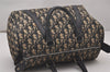 Authentic Christian Dior Trotter Hand Boston Bag Canvas Leather Blue 9122I
