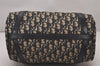 Authentic Christian Dior Trotter Hand Boston Bag Canvas Leather Blue 9122I