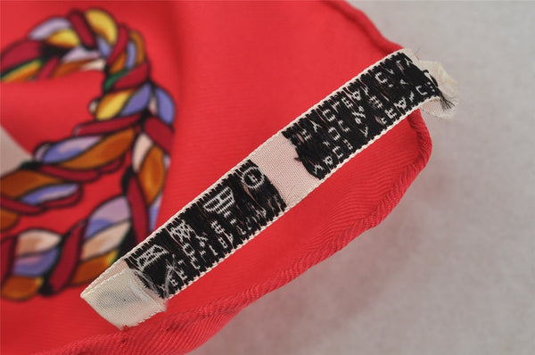 Authentic HERMES Carre 90 Scarf "Le Timbalier" Silk Red 9122J