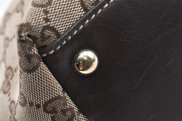 Authentic GUCCI New Britt Shoulder Tote Bag GG Canvas Leather 169945 Brown 9124I