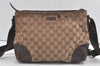 Authentic GUCCI Shoulder Cross Body Bag GG Canvas Leather 114273 Brown 9125J