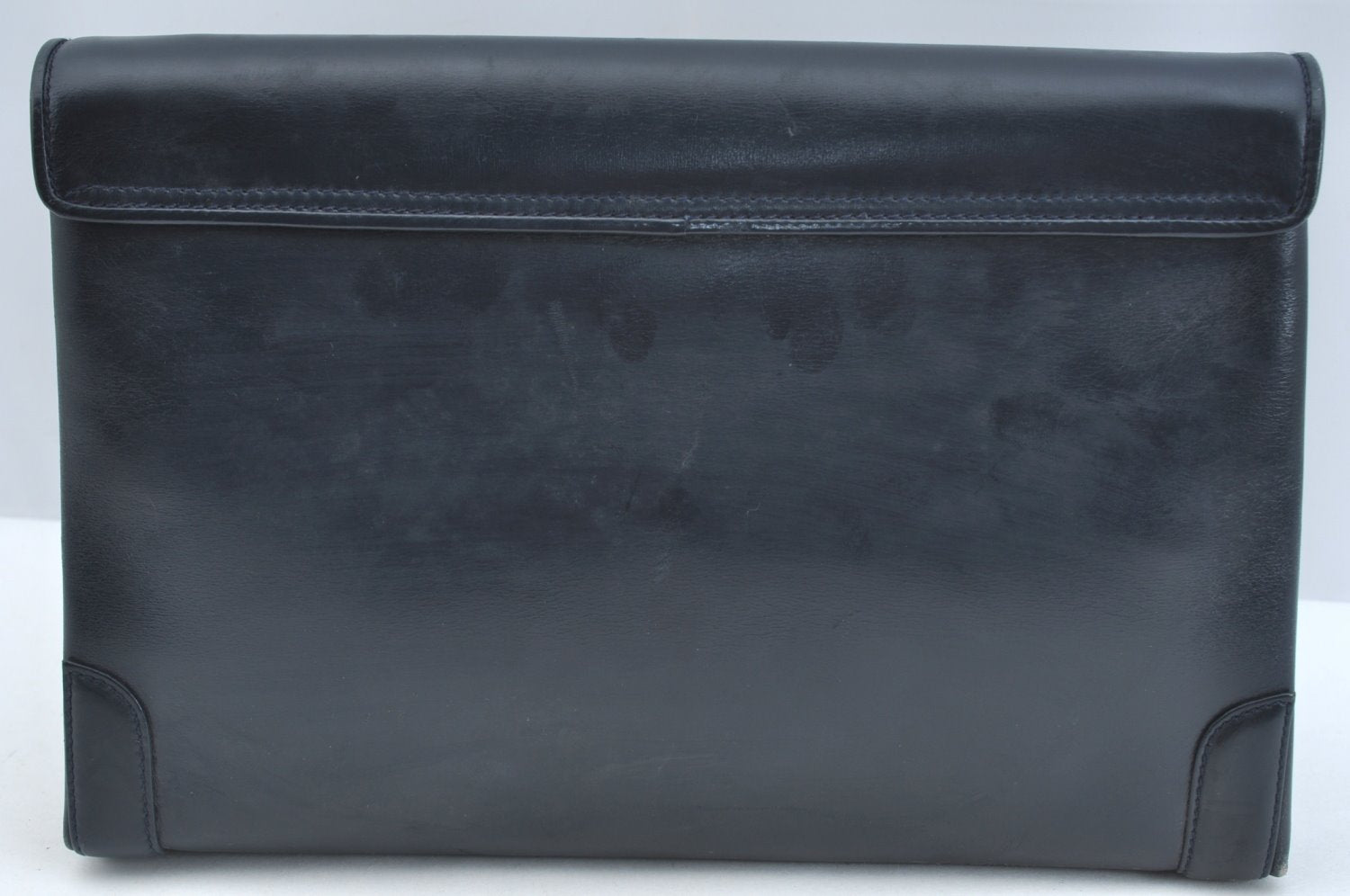 Authentic GUCCI Vintage 2Way Shoulder Clutch Bag Purse Leather Navy Blue 9126I