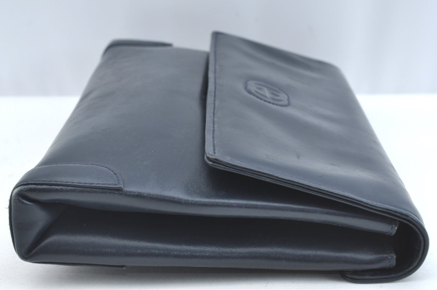 Authentic GUCCI Vintage 2Way Shoulder Clutch Bag Purse Leather Navy Blue 9126I