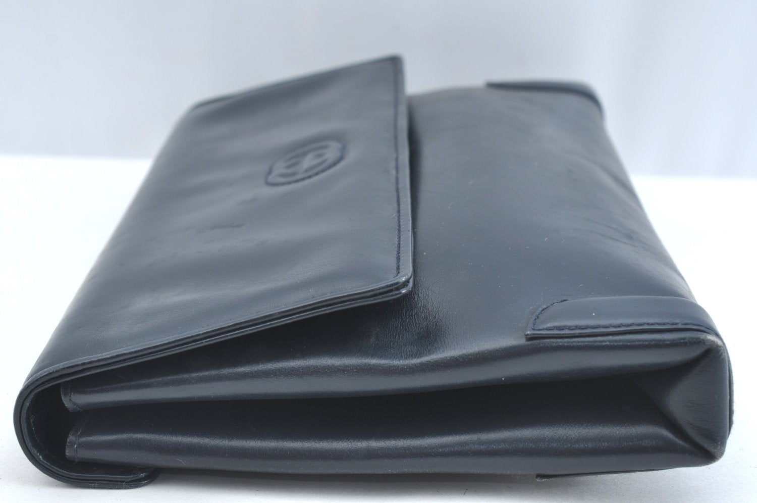 Authentic GUCCI Vintage 2Way Shoulder Clutch Bag Purse Leather Navy Blue 9126I