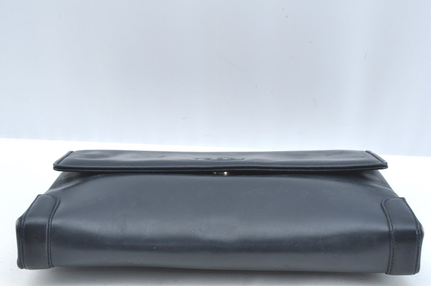 Authentic GUCCI Vintage 2Way Shoulder Clutch Bag Purse Leather Navy Blue 9126I