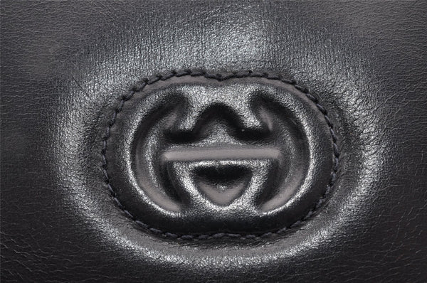 Authentic GUCCI Vintage 2Way Shoulder Clutch Bag Purse Leather Navy Blue 9126I