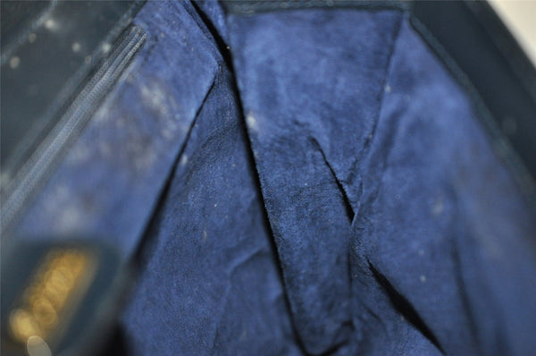 Authentic GUCCI Vintage 2Way Shoulder Clutch Bag Purse Leather Navy Blue 9126I