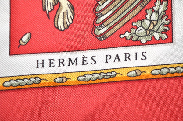 Authentic HERMES Carre 90 Scarf "Le Songe de Poliphile" Silk Red 9127J