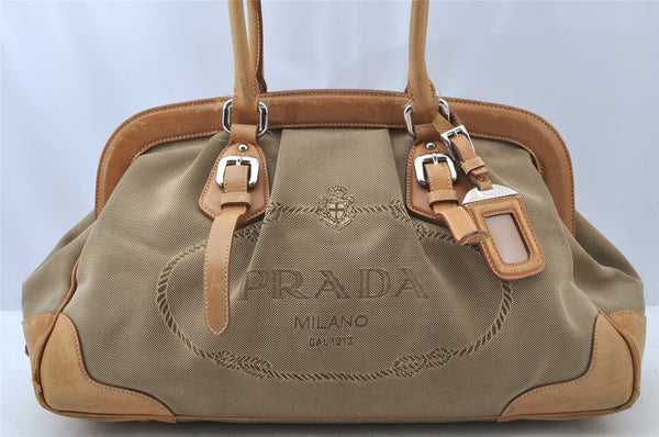 Authentic PRADA Vintage Canvas Leather Shoulder Hand Bag Brown 9128I