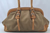 Authentic PRADA Vintage Canvas Leather Shoulder Hand Bag Brown 9128I