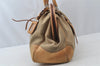 Authentic PRADA Vintage Canvas Leather Shoulder Hand Bag Brown 9128I