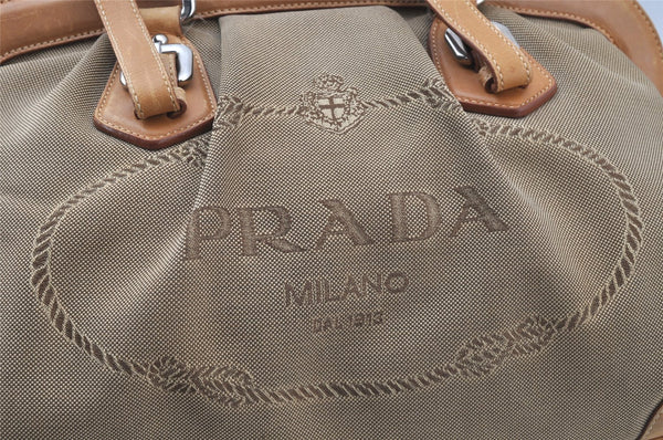 Authentic PRADA Vintage Canvas Leather Shoulder Hand Bag Brown 9128I