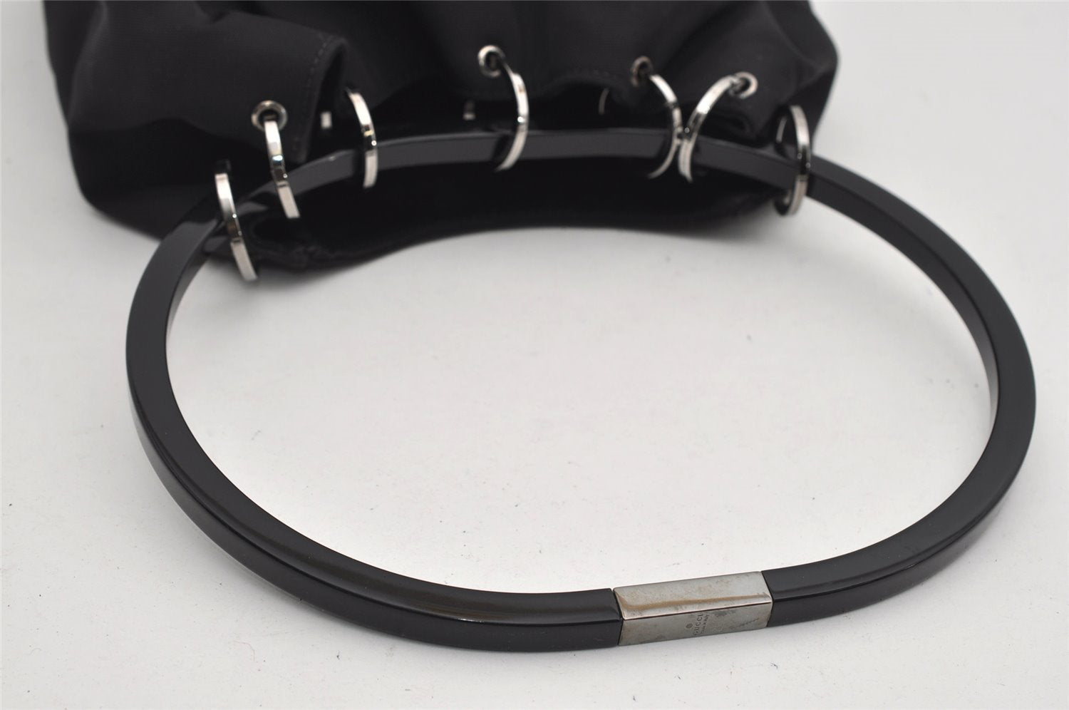 Authentic GUCCI Shoulder Hand Bag Purse Nylon Leather 0013750 Black 9131I