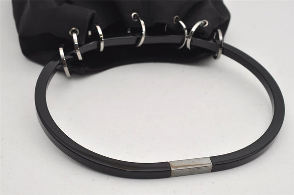 Authentic GUCCI Shoulder Hand Bag Purse Nylon Leather 0013750 Black 9131I