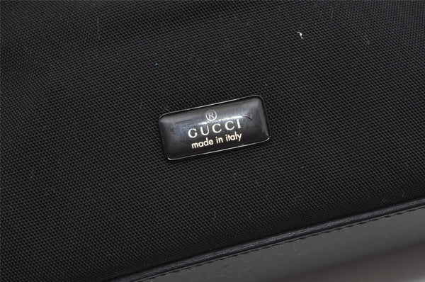 Authentic GUCCI Shoulder Hand Bag Purse Nylon Leather 0013750 Black 9131I
