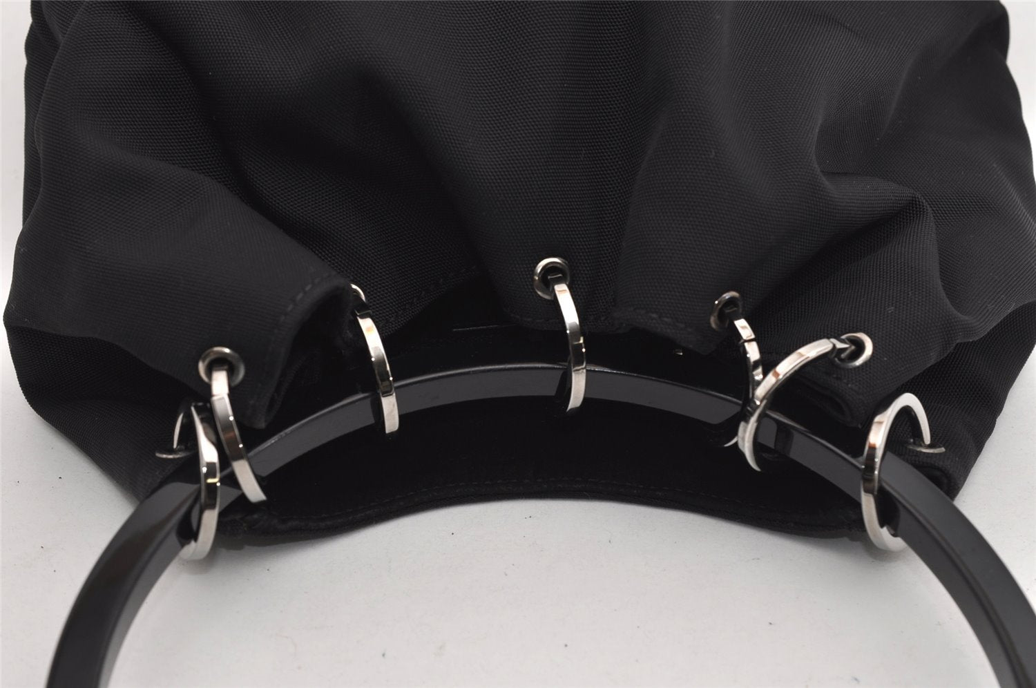 Authentic GUCCI Shoulder Hand Bag Purse Nylon Leather 0013750 Black 9131I