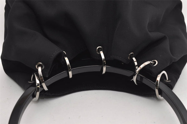 Authentic GUCCI Shoulder Hand Bag Purse Nylon Leather 0013750 Black 9131I