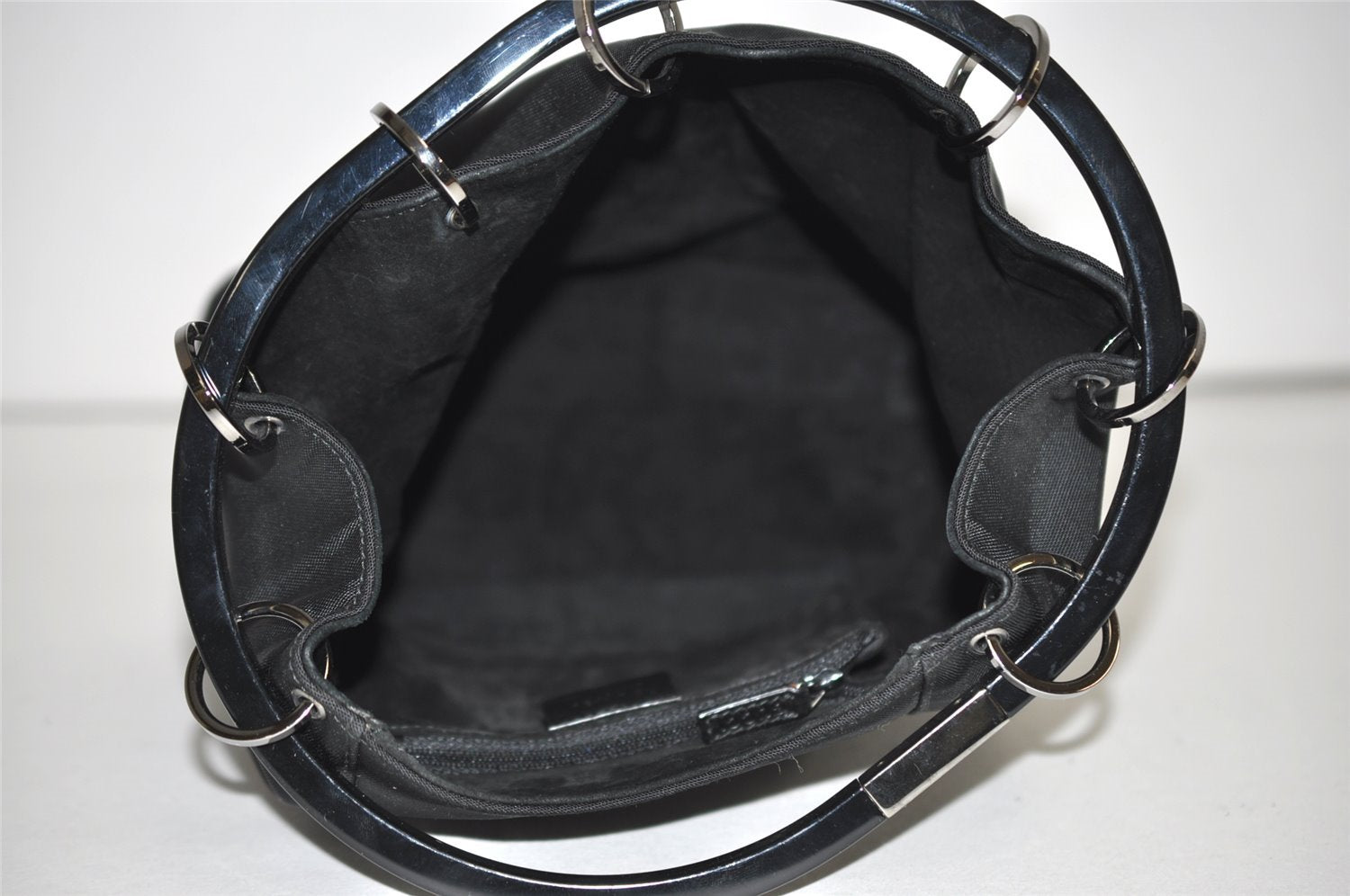 Authentic GUCCI Shoulder Hand Bag Purse Nylon Leather 0013750 Black 9131I